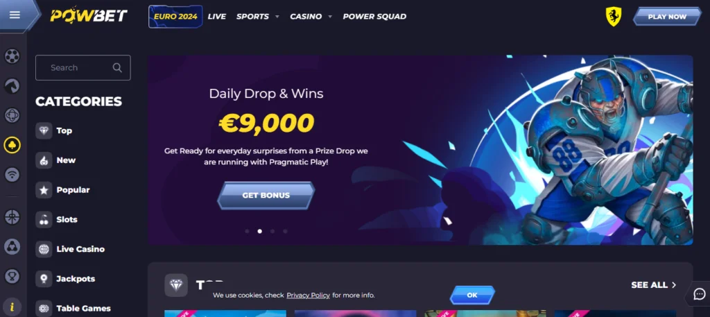Powbet homepage