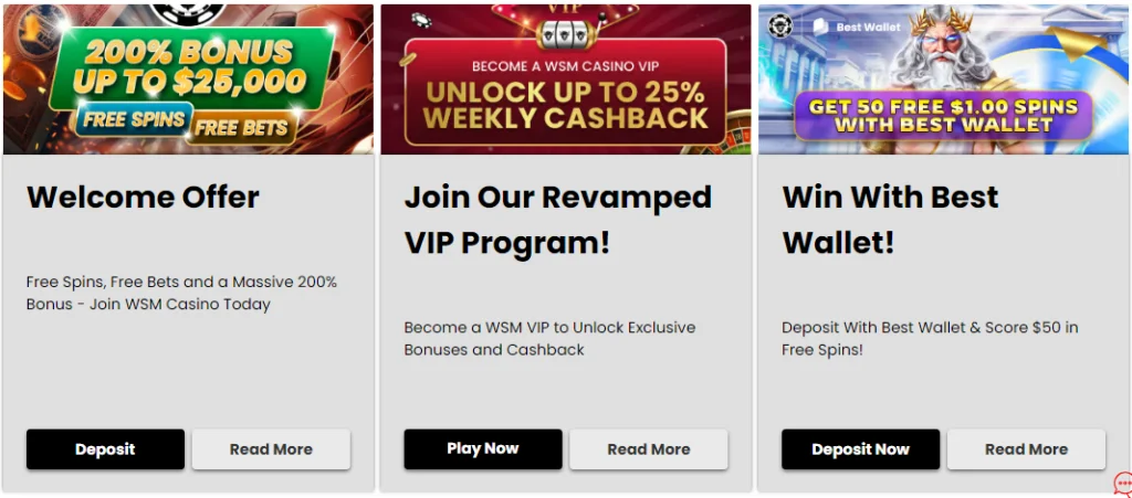 WSM casino bonuses