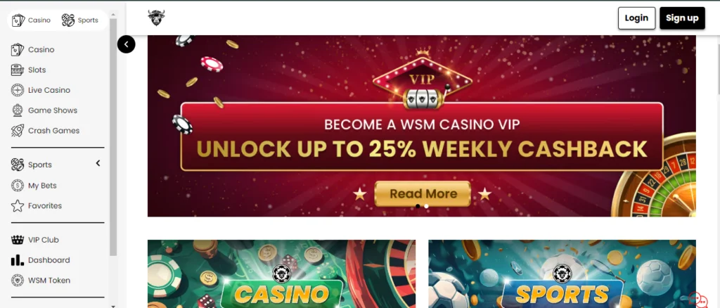 WSM casino homepage