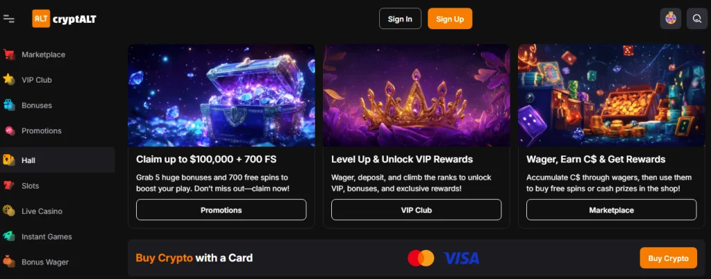 Cryptalt homepage