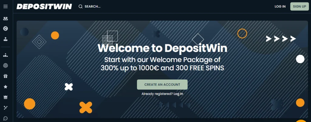 Depositwin homepage